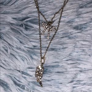 Gold and Diamond Bow/Wing Layer Necklace